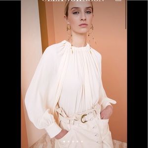 NWT Ulla Johnson BLANC MIRABELLA LS TIE BLOUSE 6